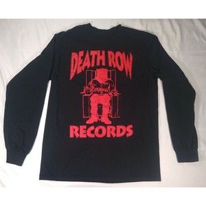 Death Row Records Men’s Graphic T Shirt Black Red Rap Hip Hop Medium Long Sleeve